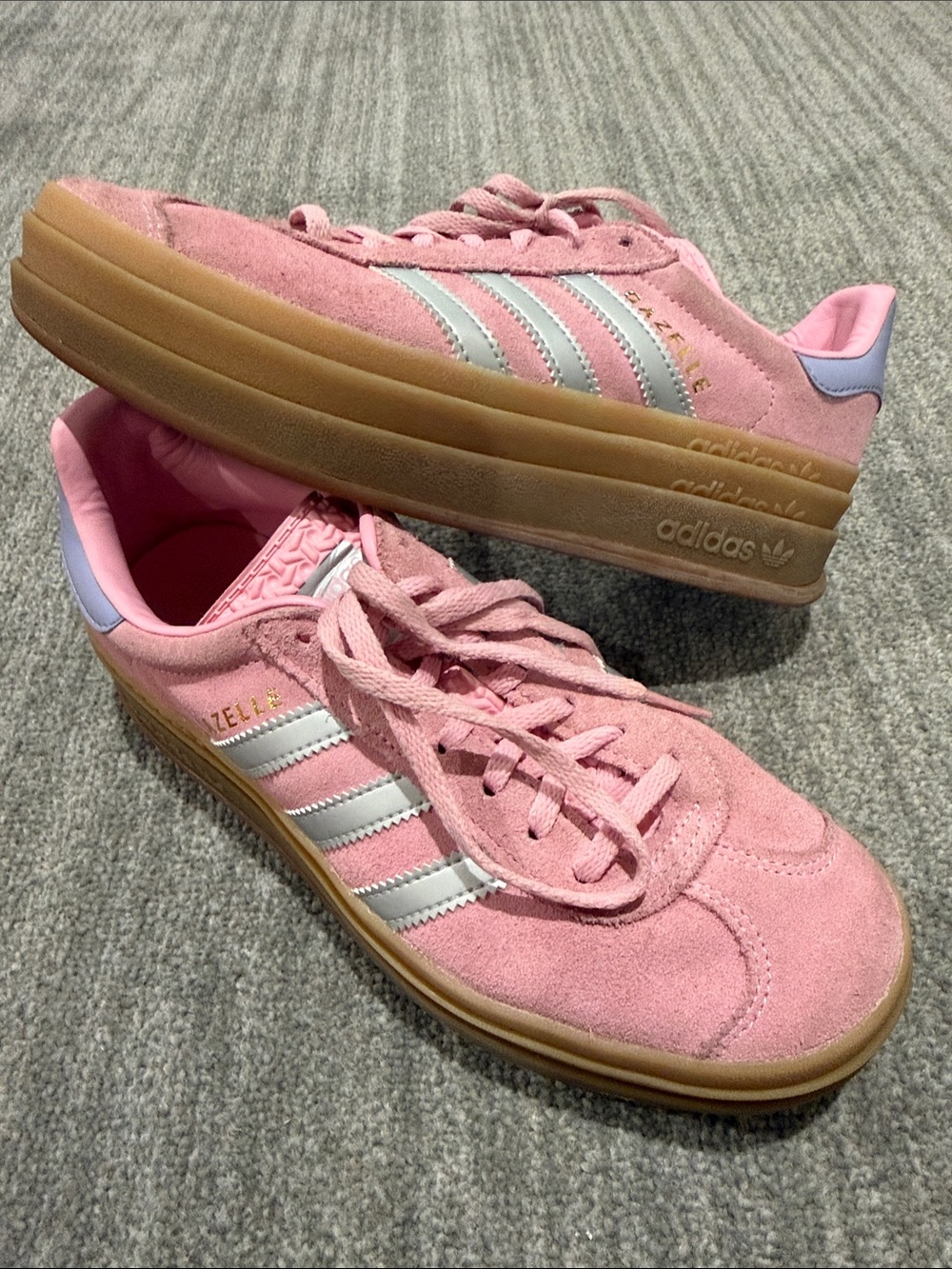 Adidas Gazelle Bold J True Pink Silver Sneakers Big Kids 6 Women’s 7